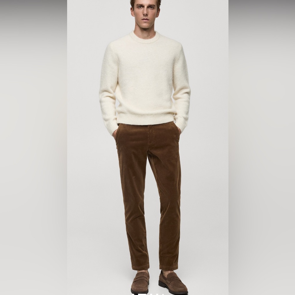 Mango Men's Rich Brown Corduroy Trousers